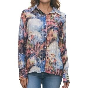 Violet & Claire Blouse XL Sheer Floral Button Down